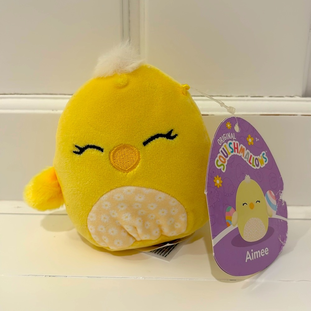 NWT Squishmallows baby Chick Aimee stuffed Squishmallow Easter Theme approx 3”